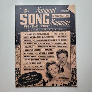 National Song Magazine Radio Stage Screen November 1942 Music 32 Page News Stage